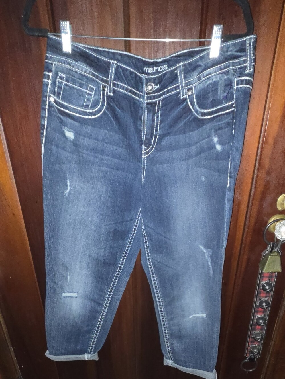 Maurices Distressed Cropped Skinny Jeans Blue